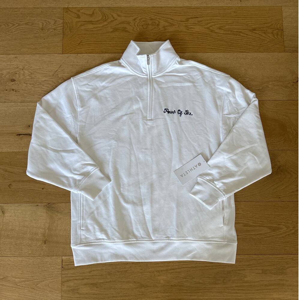 Athleta - Forever Fleece 1/4 Zip Top in White & Navy